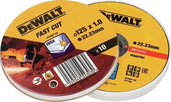 DEWALT Tarcza do cięcia stali metalu aluminium INOX 125mm DT3507 10