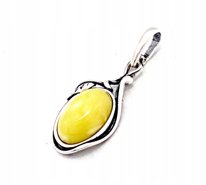 SREBRNY WISIOREK Z BURSZTYNEM