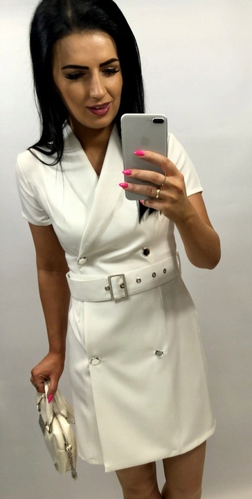 Sukienki Damskie na Komunię Chrzciny Sukienka Elegancka Ołówkowa Róż M