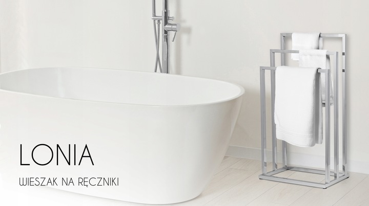 Stojak wieszak łazienkowy na ręczniki chrom stojący 3 ramienny YOKA