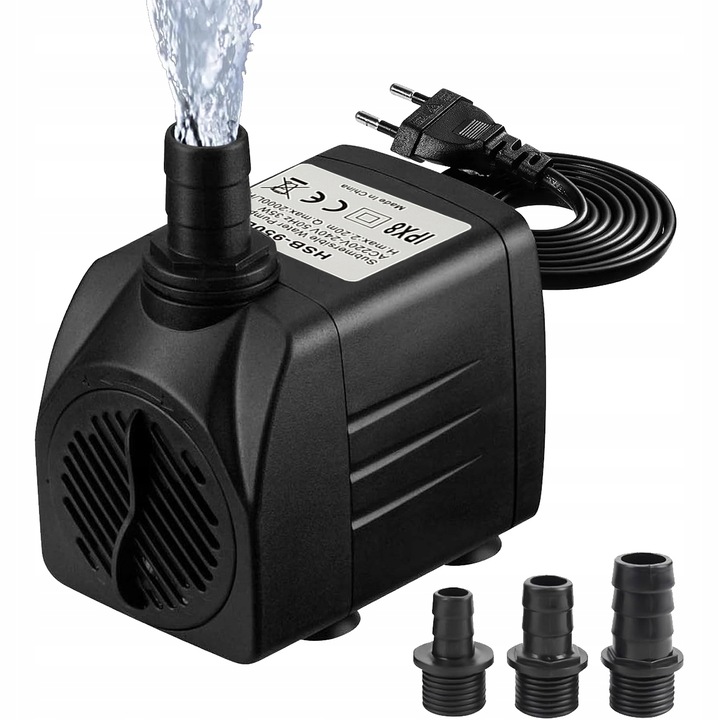 Mocna Pompa 2000L/h DO oczka WODNEGO FONTANNA KASKADA + 3 Końcówki