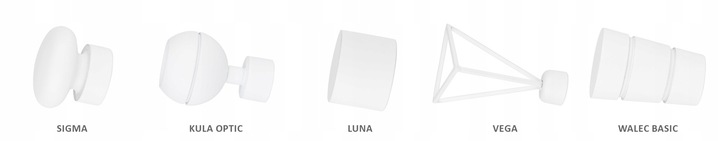 KARNISZ POJEDYNCZY 200 CM 19 MM CZARNY MAT BIAŁY MAT WYBÓR ZAKOŃCZEŃ RENA