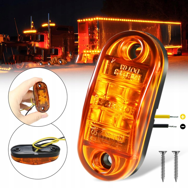 10x LAMPA OBRYSOWA OBRYSÓWKA DIODOWA LED POMARAŃCZOWA + ZESTAW ŚRUBEK