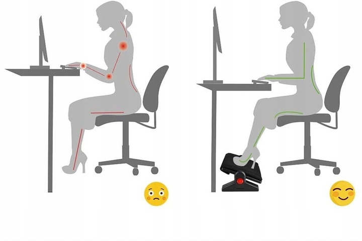 PODNÓŻEK BIUROWY PODSTAWA PLATFORMA POD STOPY REGULOWANY 6X ANTYPOŚLIZGOWY