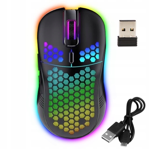 MYSZKA BEZPRZEWODOWA GAMINGOWA KOMPUTEROWA PODŚWIETLANA CICHA + PODKŁADKA
