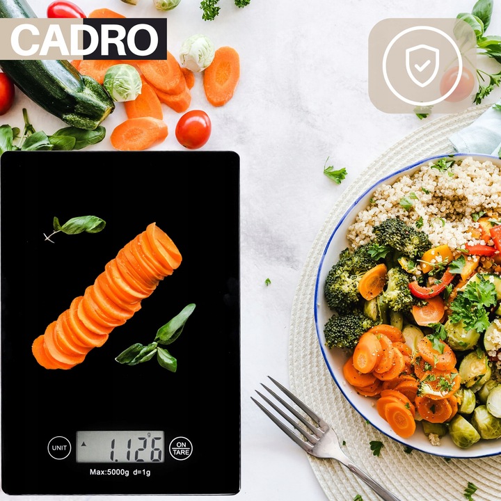 Waga kuchenna elektroniczna do odmierzania ważenia szklana 5 kg czarna