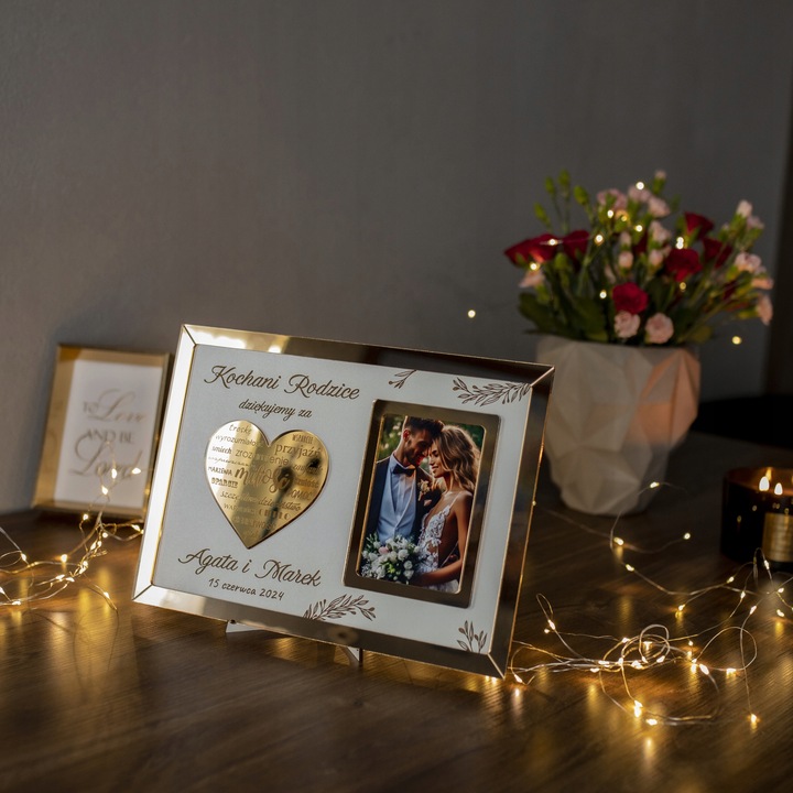 Podziękowania DLA RODZICÓW Mamy Taty Ślub Wesele w Ramce Złote Lustro 3D