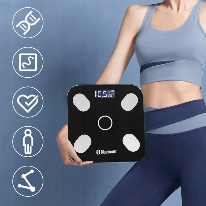 WAGA ŁAZIENKOWA ELEKTRONICZNA ANALITYCZNA POMIAR TŁUSZCZU WODY BMI 180
