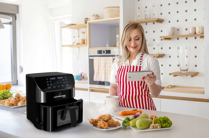 FRYTKOWNICA BEZTŁUSZCZOWA FRYTOWNICA 8L PIEKARNIK AIRFRYER DWUKOMOROWA