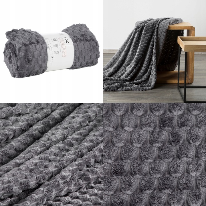 Komplet narzut na kanapę + fotele gruby ciepły koc mikrofibra 3D kolory HIT