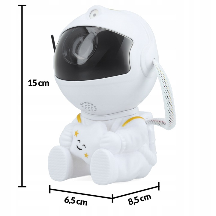 PROJEKTOR GWIAZD ASTRONAUTA SIEDZĄCY LAMPKA NOCNA DLA DZIECI XTECH BIAŁY
