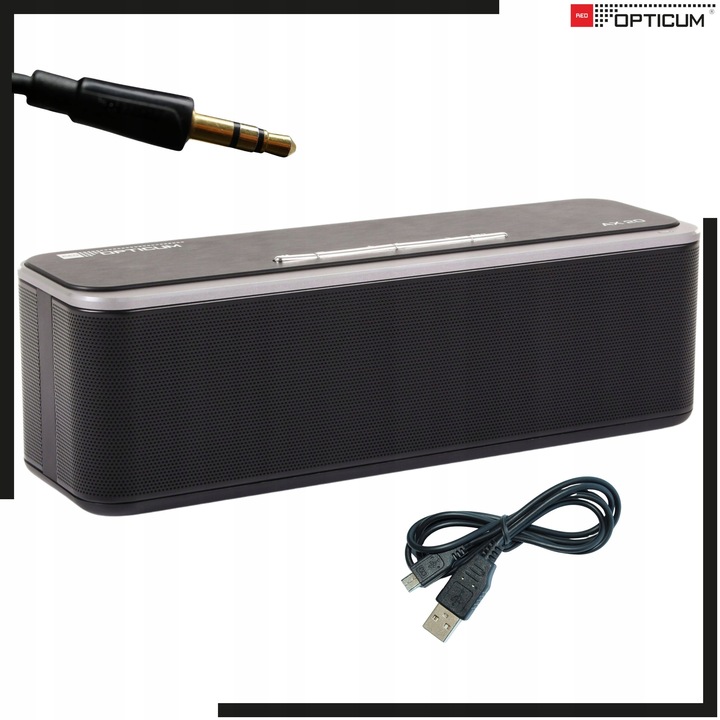 GŁOŚNIK BLUETOOTH PRZENOŚNY 10W AX20 BEZPRZEWODOWY MOCNY BAS AUX