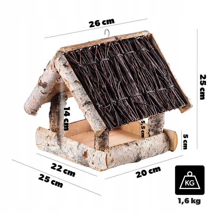 KARMNIK DLA PTAKÓW DUŻY XXL DOMEK DREWNIANY WISZĄCY BUDKA OZDOBA DO