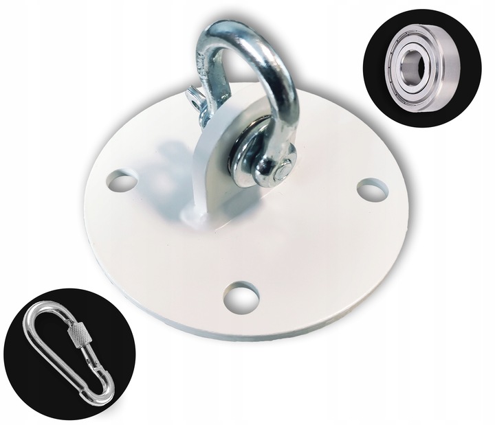 Uchwyt sufitowy z ŁOŻYSKIEM hak do huśtawki FOTELA WISZACEGO BIAŁY MAT