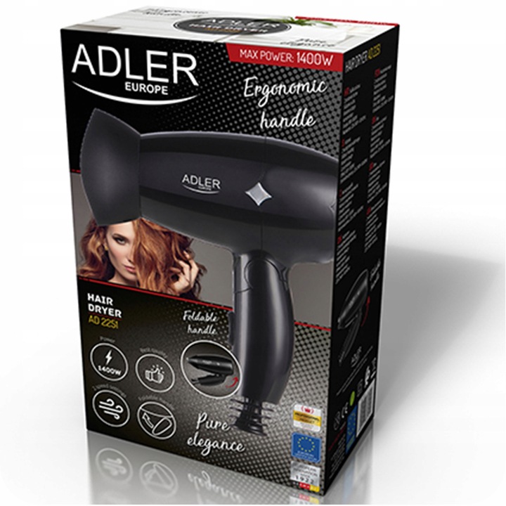 MAŁA SUSZARKA DO WŁOSÓW TURYSTYCZNA SKŁADANA 1400W