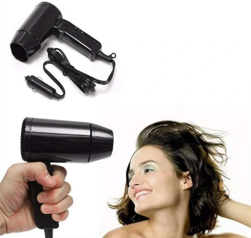 PRZENOŚNA SUSZARKA DO WŁOSÓW W SAMOCHODZIE, WTYCZKA ZAPALNICZKI, CZARNY