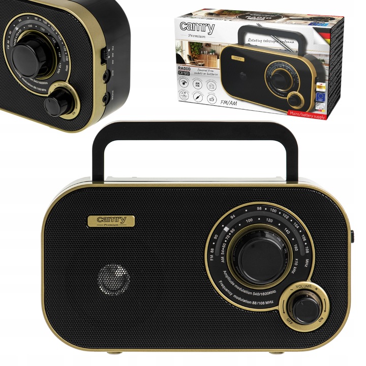 Radio Kuchenne Przenośne Zasilanie Sieciowe Bateryjne FM/AM Camry CR