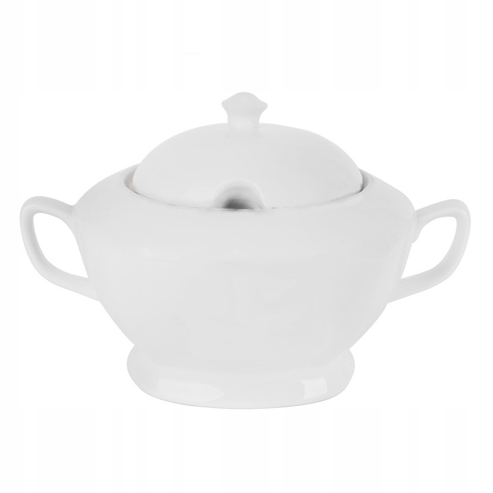 TADAR WAZA DO ZUPY 2,5 L BIAŁA PORCELANA Z POKRYWKĄ