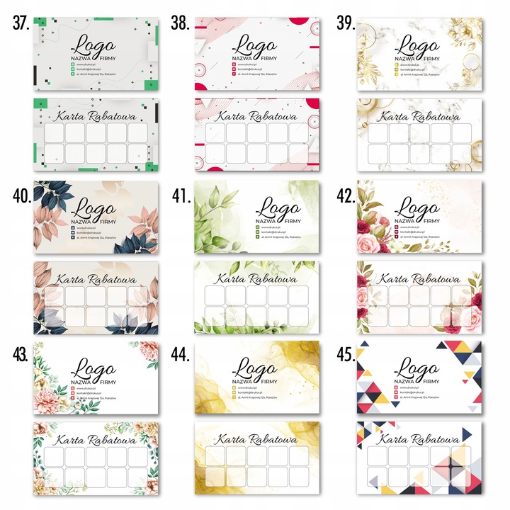 KREATOR Karty rabatowe karty stałego klienta120szt