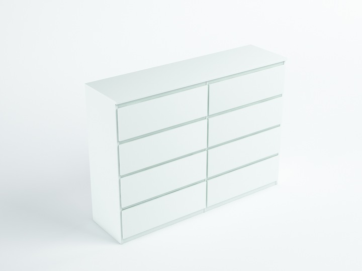 Pojemna Duża Komoda 8 Szuflad 120cm Biała Salonu Sypialni Od