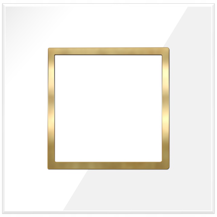 GNIAZDKO POJEDYNCZE Z BOLCEM BIAŁE ZŁOTE W RAMCE SZKLANEJ KONTAKT QUADRA