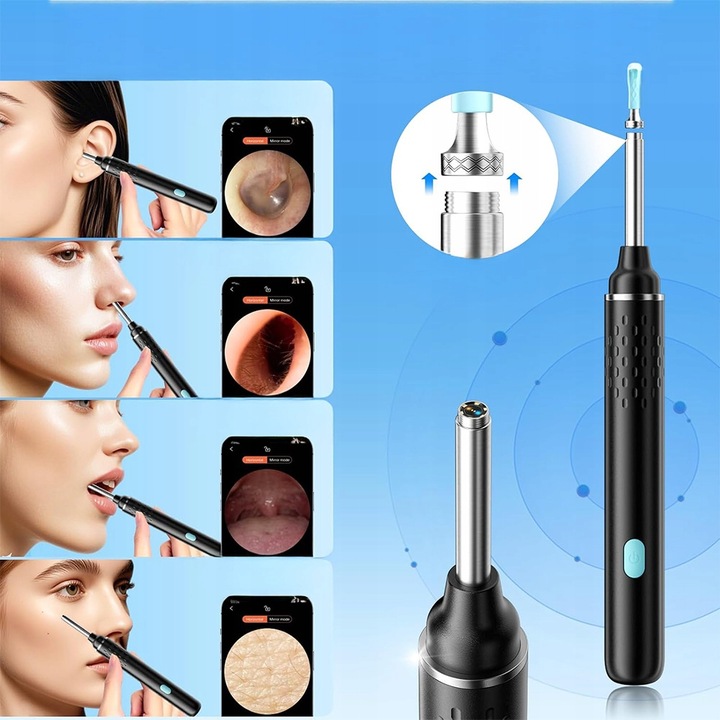 SMART OTOSKOP Z KAMERKĄ WIFI DO CZYSZCZENIA USZU NARZĘDZIA ZESTAW ENDOSKOP