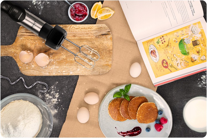 Blender ręczny 1500W czarny Berdsen tytanowe ostrza wielofunkcyjny 6w1