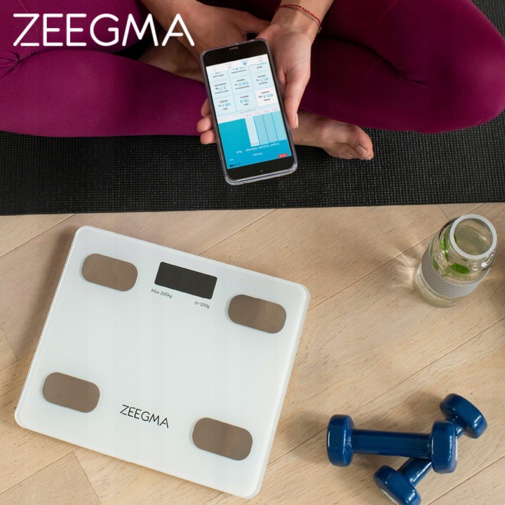 Waga łazienkowa analityczna SMART BIAŁA 17w1 iOS Android BMI do 200 kg