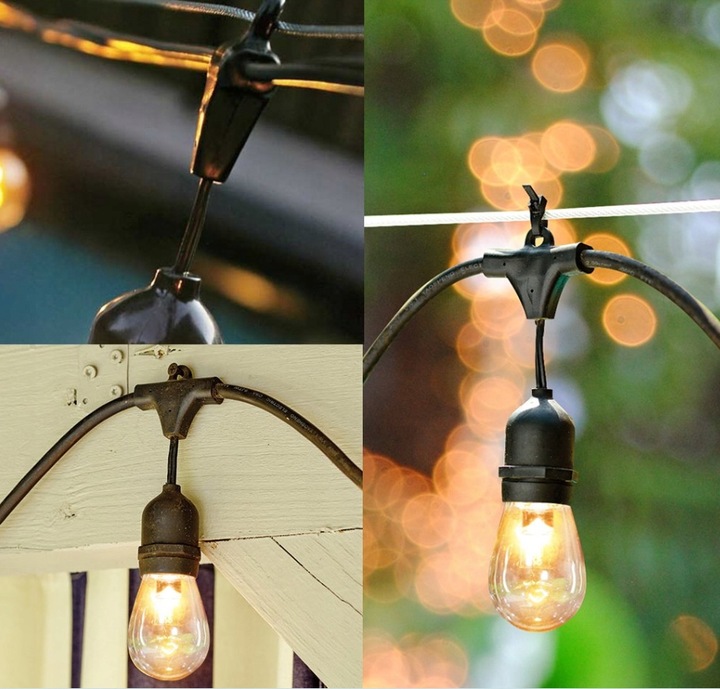 GIRLANDA OGRODOWA zewnętrzna ŁAŃCUCH ŚWIETLNY 20m + ŻARÓWKI 20x E27 LED