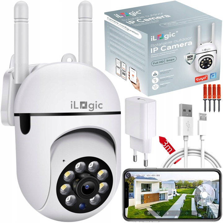 KAMERA ZEWNĘTRZNA WiFi IP OBROTOWA 3MPx TUYA Bezprzewodowa Full HD 8x ZOOM