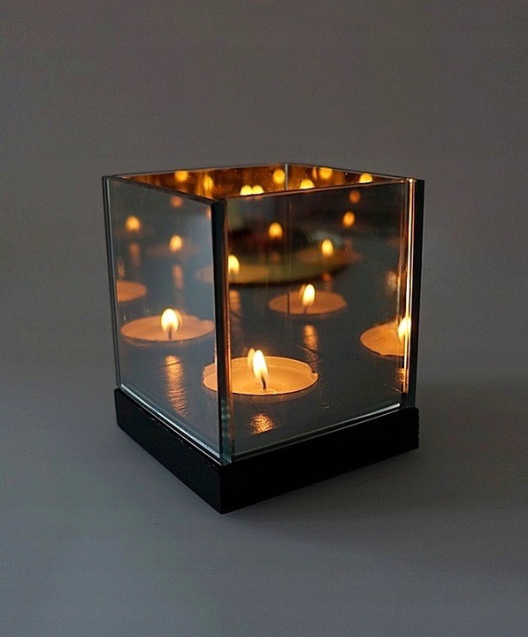 Świecznik magiczny z lustra 3D iluzja nieskończoność pojedynczy czarny