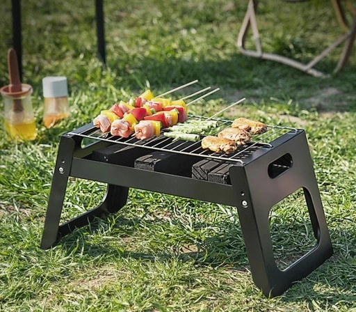 GRILL SKŁADANY TURYSTYCZNY NA KEMPING BBQ PRZENOŚNY WĘGLOWY DO OGRODU