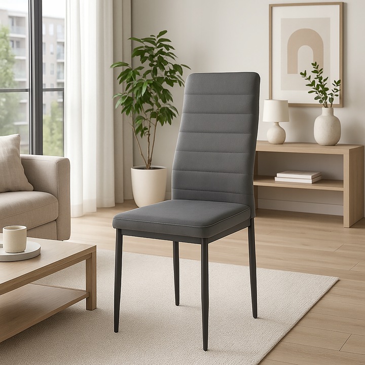 KRZESŁO PIKOWANE WELUR SALON JADALNIA KUCHNIA WYSOKIE MARK KT118 SZARE