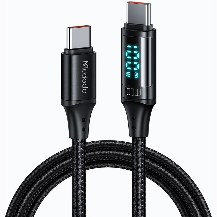 MCDODO KABEL Z WYŚWIETLACZEM USB-C SZYBKIE ŁADOWANIE USB TYP C 5A 100W 1M
