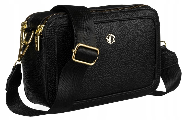 Torebka damska listonoszka na ramię czarna ROVICKY mała torba na pasku