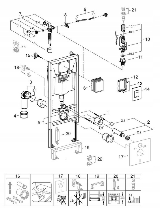 Stelaż podtynkowy WC GROHE Rapid SL 3w1 113x50cm Cichy Oszczędny