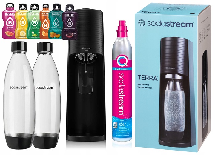 SODASTREAM TERRA SATURATOR NABÓJ 2 BUTELKi 2x 1L i saszetki woda