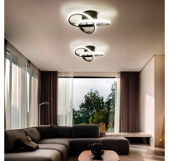 Lampa Sufitowa LED PLAFON Żyrandol 24W Barwa Neutralna Czarna do