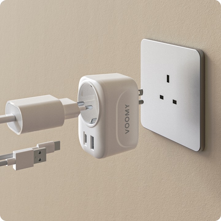 VOOMY Uniwersalna Przejściówka Gniazda USA EU Ładowarka USB i USB-C