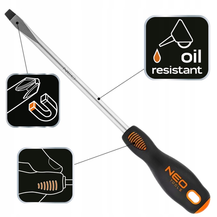 NEO TOOLS Zestaw Wkrętaków Śrubokrętów 9 szt. Płaskie i Krzyżowe