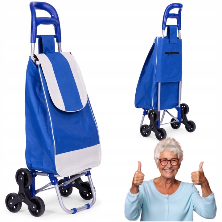 WÓZEK TORBA NA ZAKUPY SCHODOWY NA 3 KÓŁKACH DUŻE GUMOWE DLA SENIORA LEKKI