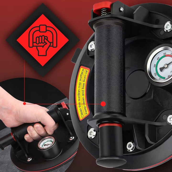 2X PRZYSSAWKA UCHWYT DO PŁYTEK GLAZURY SZYB 220KG Z POMPKĄ I