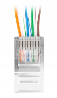 100 SZT. KOŃCÓWKI WTYK WTYKI RJ45 8P8C UTP KAT.5E CAT.5E PRZELOTOWE LANBERG