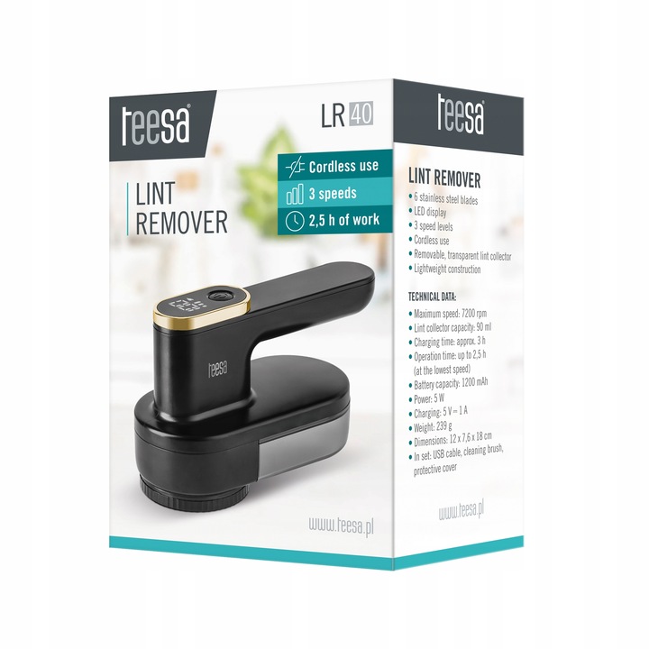 Bezprzewodowa golarka do ubrań tapicerki swetra kanapy Teesa 3 prędkości