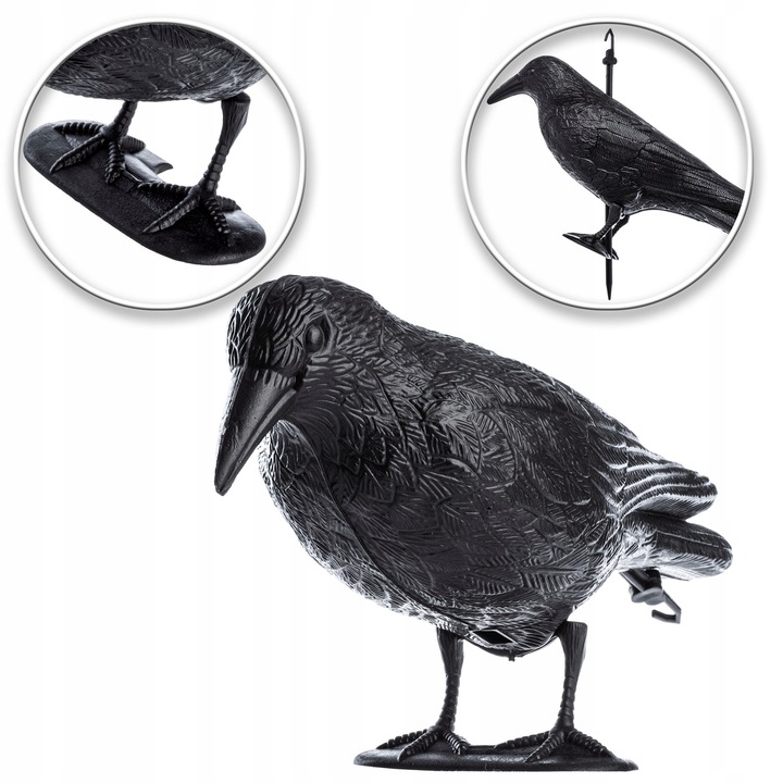 DUŻY KRUK ODSTRASZACZ PTAKÓW GOŁĘBI SZPAKÓW PTAKI NA BALKON CZARNY 3