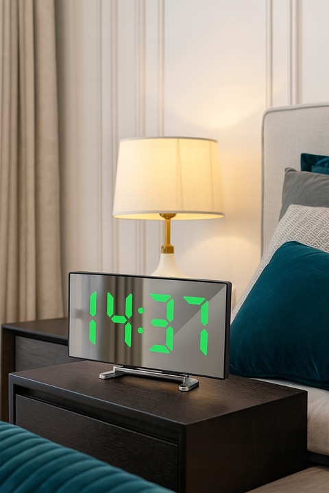 ZEGAR CYFROWY ZEGAREK ELEKTRONICZNY STOJĄCY TERMOMETR GODZINA BUDZIK LCD