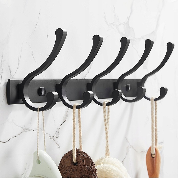 WIESZAK ŚCIENNY NA KURTKI UBRANIA KLUCZE LOFTOWY CZARNY PRZYKRĘCANY