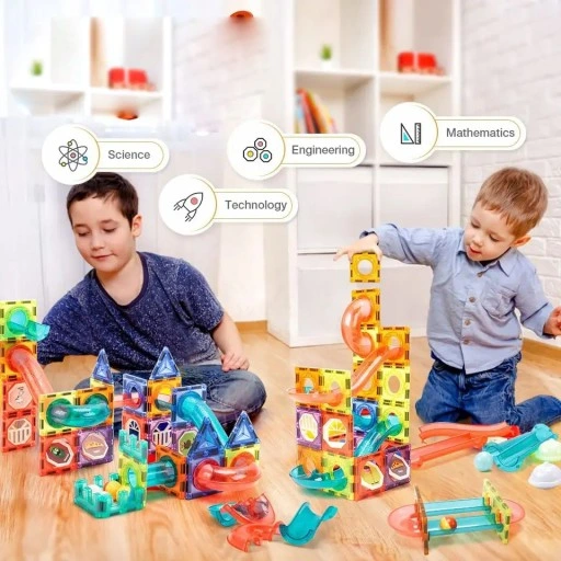 KLOCKI MAGNETYCZNE KONSTRUKCYJNE ŚWIECĄCY TOR 110el 3D MAGNETIC EDUKACYJNE