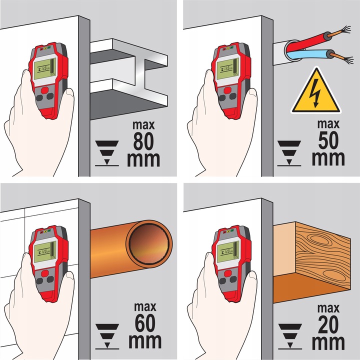 WYKRYWACZ PRZEWODÓW ELEKTYCZNYCH W ŚCIANACH DETEKTOR PROFILI KABLI