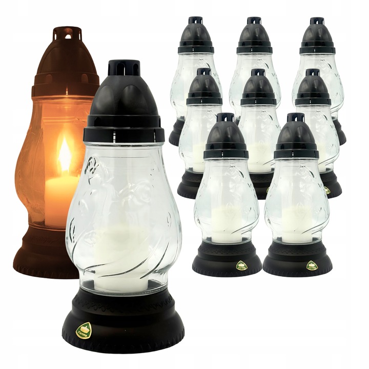 Znicze na Wszystkich Świętych 8 sztuk Szklane Lampiony na Grób 26cm + Wkład